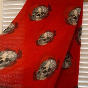 Alexander McQueen 2000s RARE red butterfly skull scarf